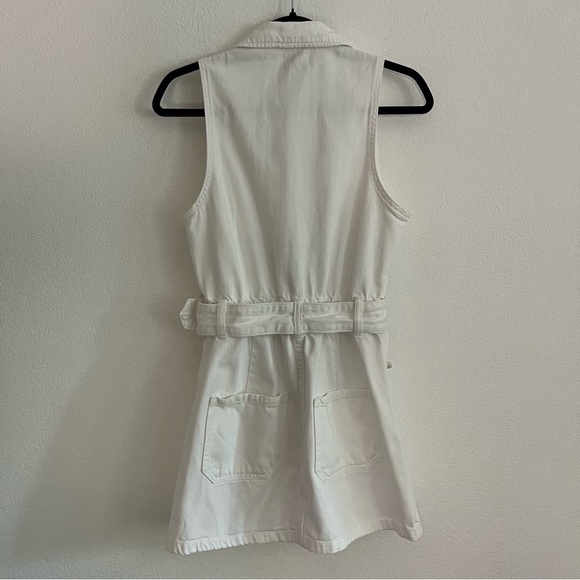 Show Me Your MuMu White Tank Denim Dress With White and Gold Belt - Picture 4 of 7
